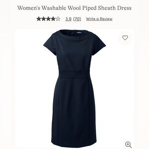 Lands' End Washable Wool Navy Piped Sheath Dress